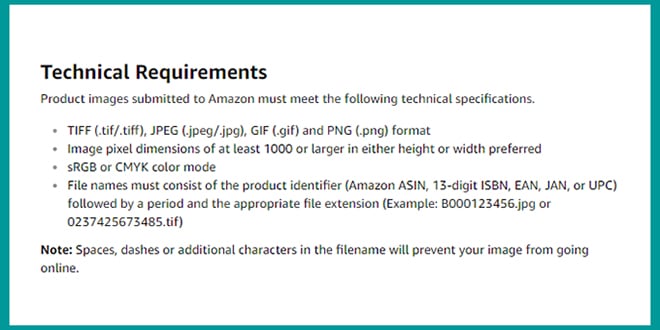 amazon Recommended image Formats